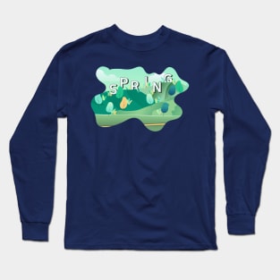 spring landscape flat illustration Long Sleeve T-Shirt